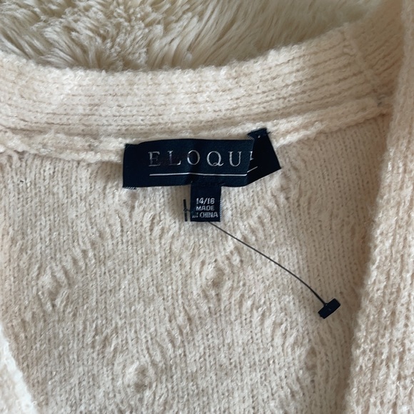 new ELOQUII pearl cableknit ivory heavyweight cardigan sweater 14 16 - Picture 8 of 11